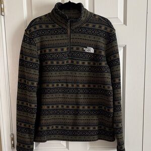 The North Face Men's Patterned Zip Up Jacket - Black and Olive